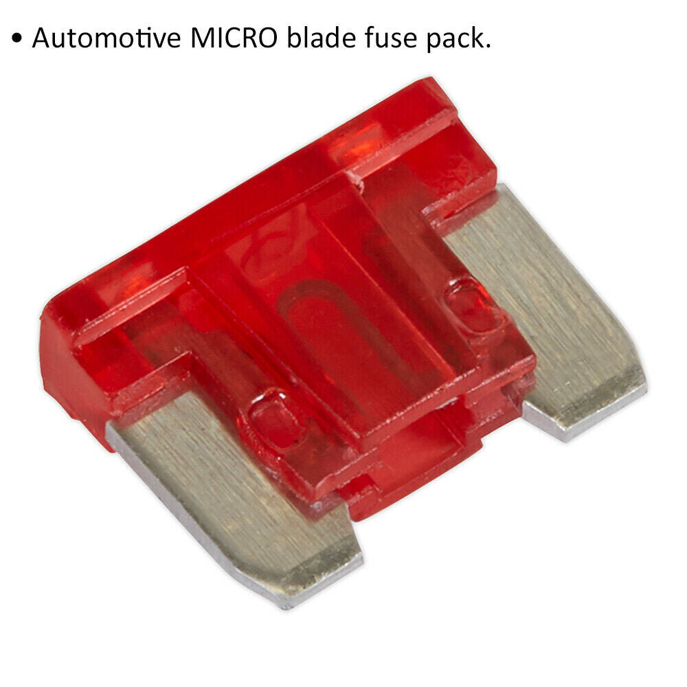 50 PACK 10A Automotive Micro Blade Fuse Pack - 2 Prong Vehicle Circuit Fuses